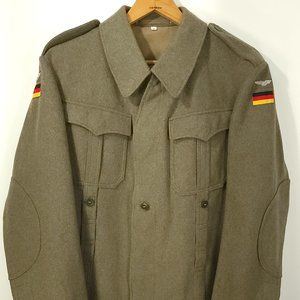 Vtg German Military Jacket Karl Clavey Rinteln German Flag Green Brown 60s